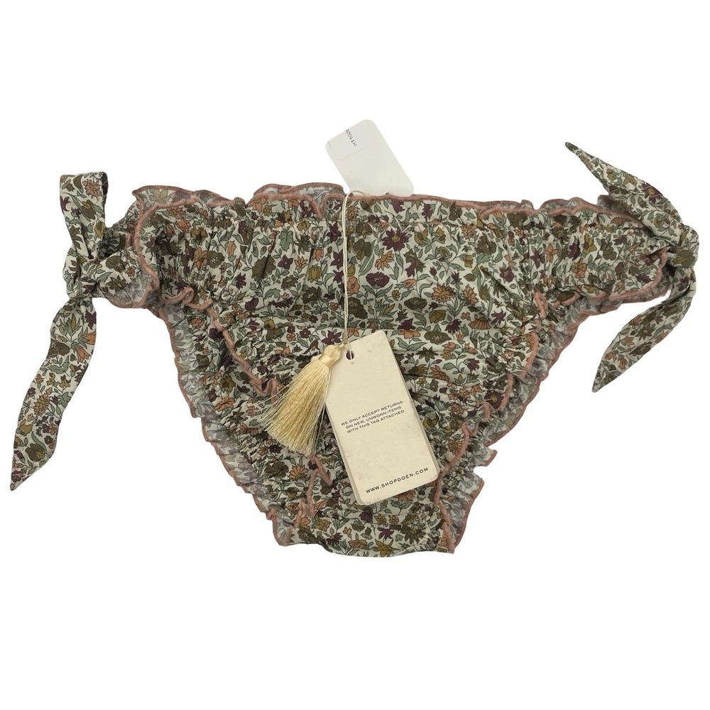 DOEN Womens Swim Bottoms Ruffle Side Tie Floral Liberty Cotton XL